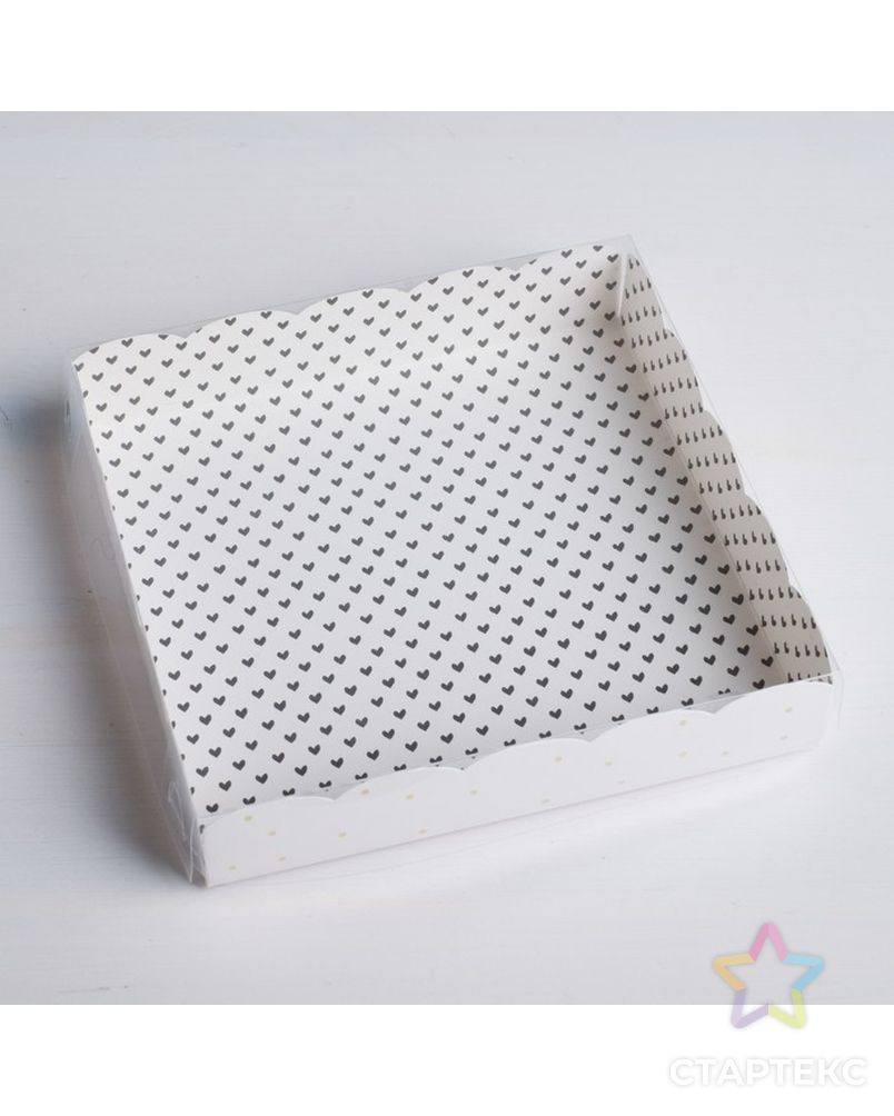 Коробка для кондитерских изделий с PVC-крышкой Love, 15 × 15 × 3 см арт. СМЛ-80723-1-СМЛ0004711893 2
