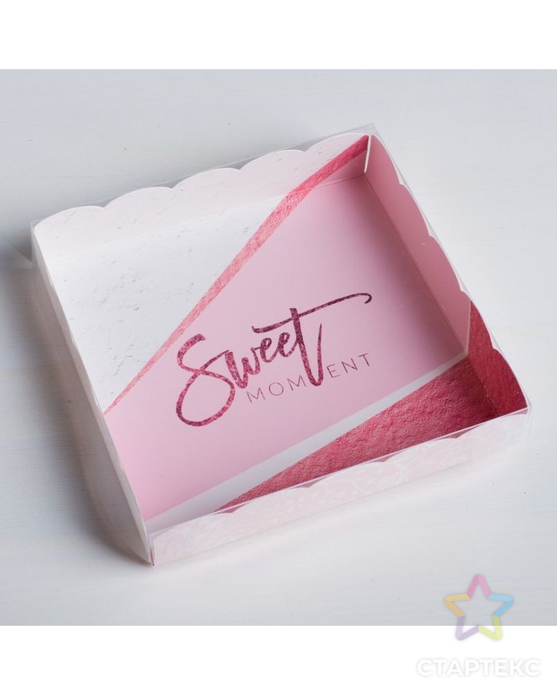 Коробка для кондитерских изделий с PVC-крышкой Sweet moment, 15 × 15 × 3 см арт. СМЛ-80282-1-СМЛ0004711896 1