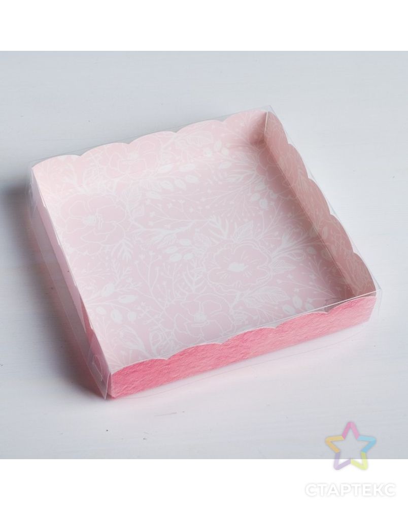 Коробка для кондитерских изделий с PVC-крышкой Sweet moment, 15 × 15 × 3 см арт. СМЛ-80282-1-СМЛ0004711896 2