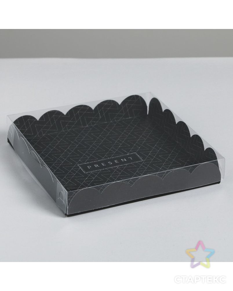 Коробка для кондитерских изделий с PVC-крышкой Present, 18 × 18 × 3 см арт. СМЛ-79967-1-СМЛ0004711905 1