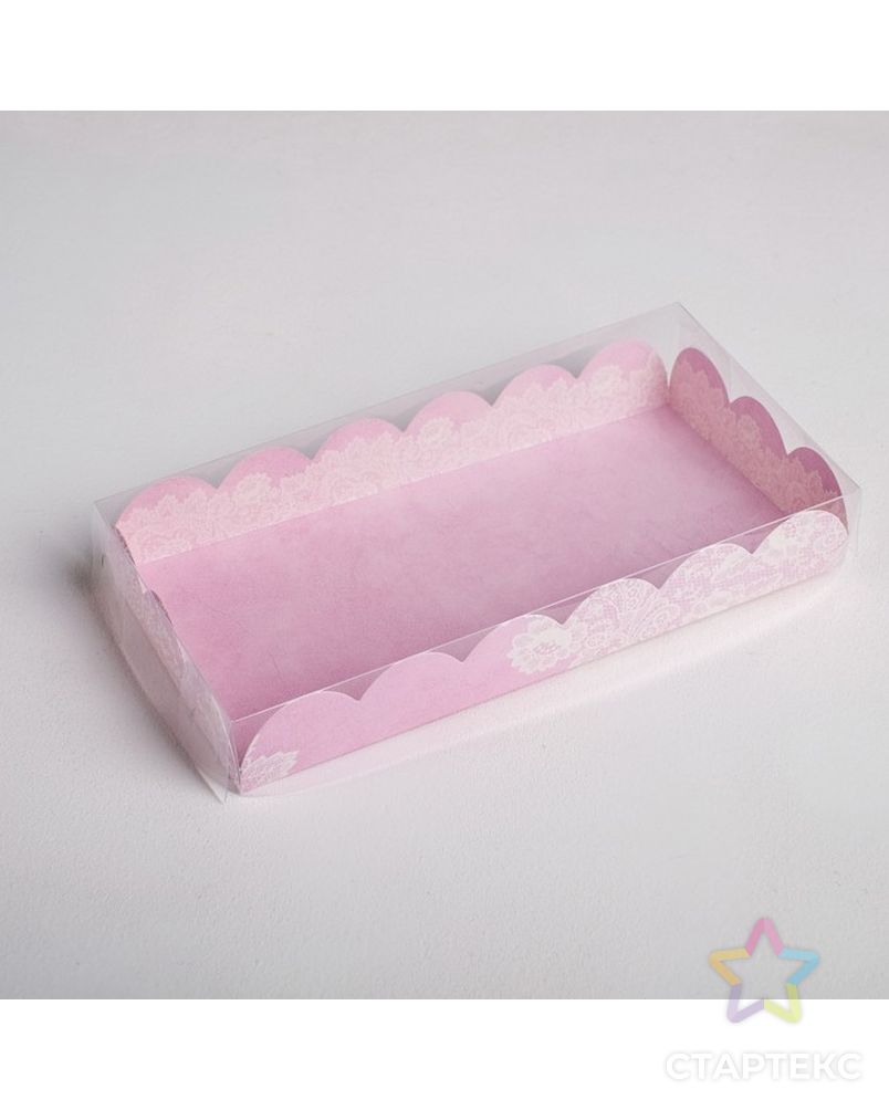 Коробка для кондитерских изделий с PVC-крышкой «Сделано с любовью», 21 × 10,5 × 3 см арт. СМЛ-80646-1-СМЛ0004711908 1