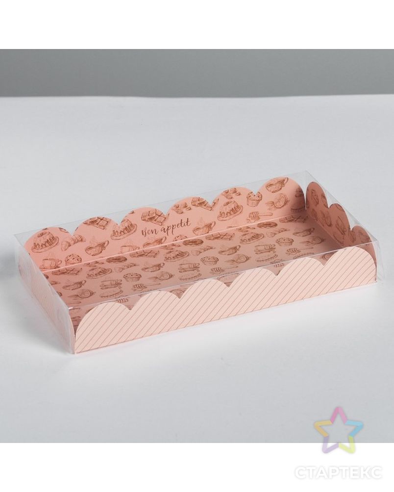 Коробка для кондитерских изделий с PVC-крышкой Bon appetit, 21 × 10,5 × 3 см арт. СМЛ-79969-1-СМЛ0004711913 1