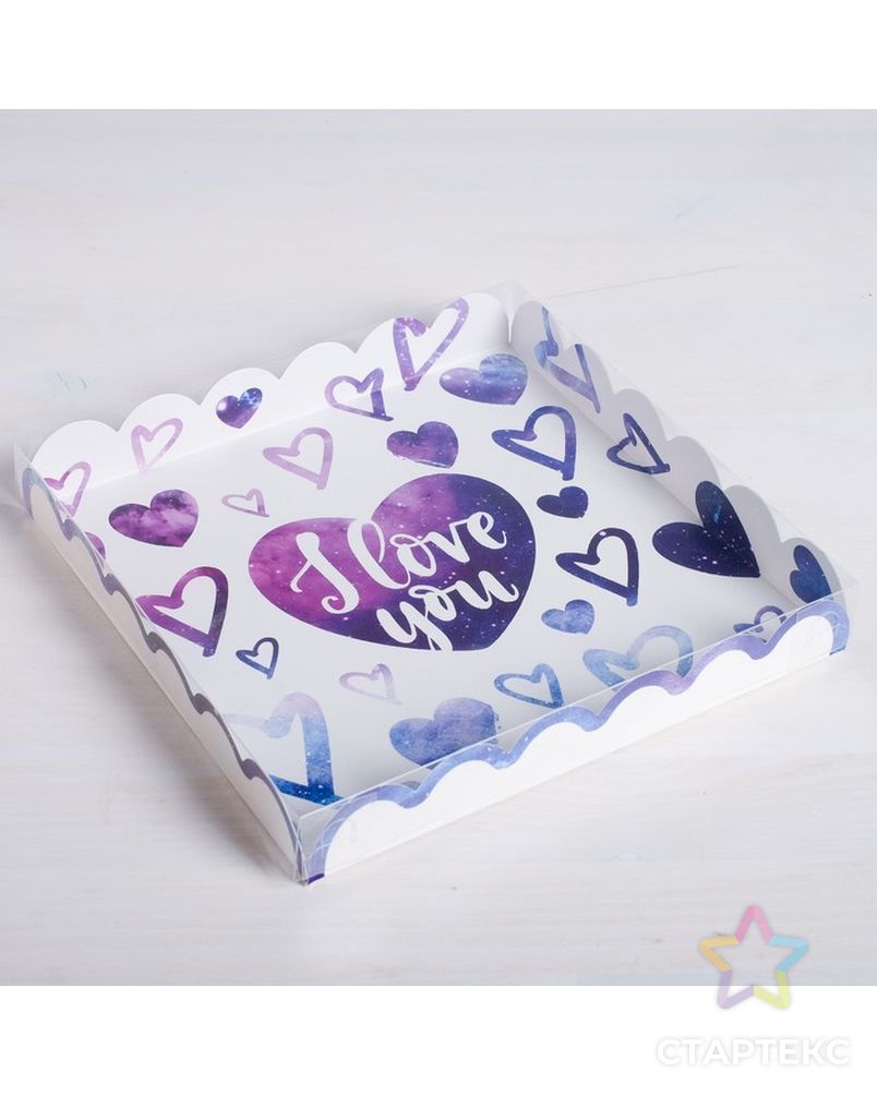 Коробка для кондитерских изделий с PVC-крышкой Sweet love, 18 × 18 × 3 см арт. СМЛ-100234-2-СМЛ0004711919 2