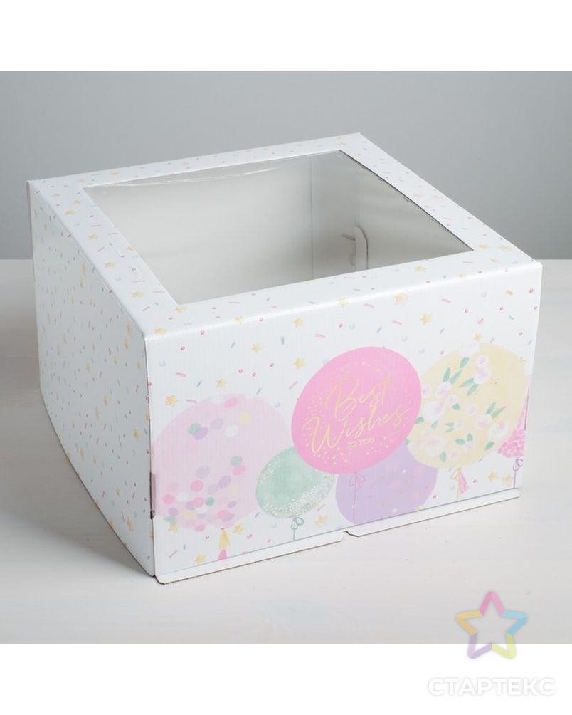 Коробка для торта Best wishes, 30 х 30 х 19 см арт. СМЛ-80101-1-СМЛ0004719197 1