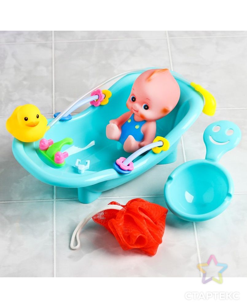 Набор  игрушек для купания «Пупсик в  ванне», 5 предметов арт. СМЛ-79895-1-СМЛ0004724382 1