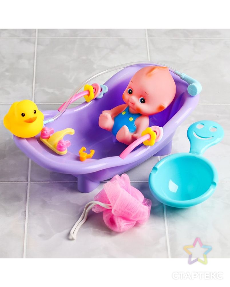 Набор  игрушек для купания «Пупсик в  ванне», 5 предметов арт. СМЛ-79895-1-СМЛ0004724382 2