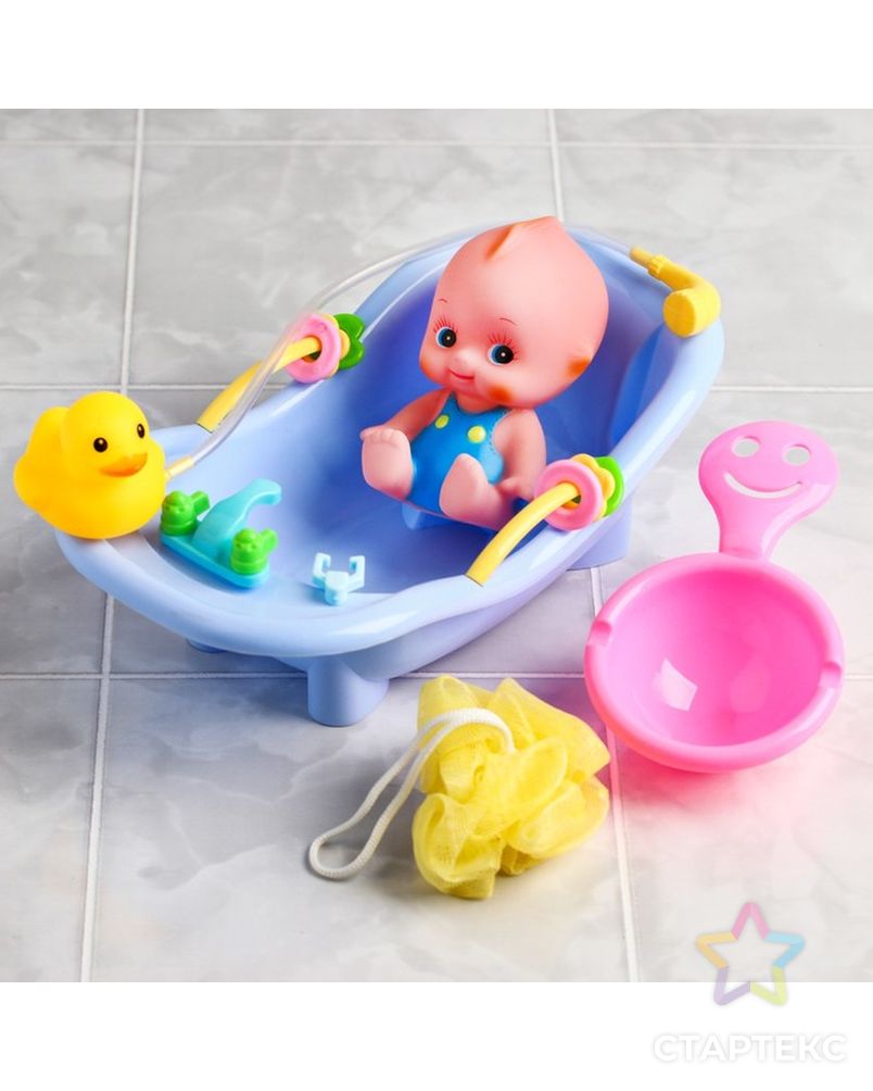 Набор  игрушек для купания «Пупсик в  ванне», 5 предметов арт. СМЛ-79895-1-СМЛ0004724382 3