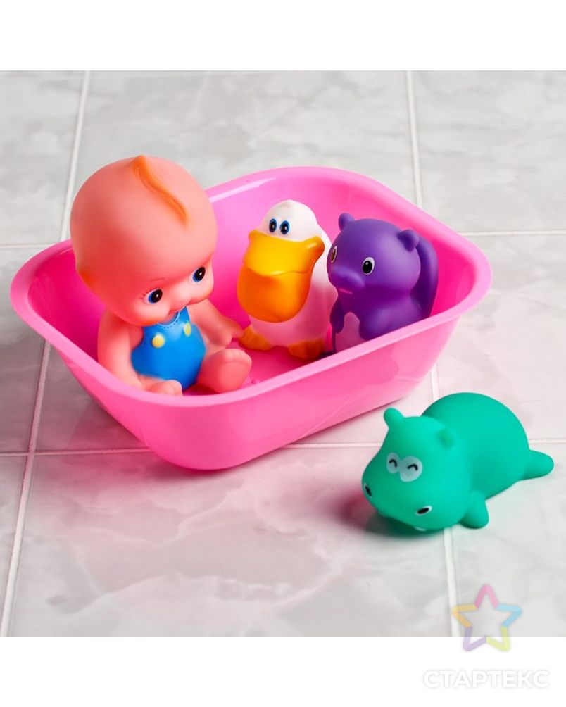 Набор  игрушек для купания «Пупс +3 игрушки в ванне» арт. СМЛ-79896-1-СМЛ0004724383 3