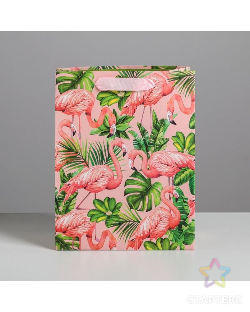 Пакет ламинированный вертикальный «Тропики и фламинго», MS 18 × 23 × 10 см арт. СМЛ-101134-1-СМЛ0004725108 2
