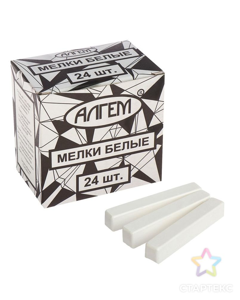 Мелки белые «АЛГЕМ», в наборе 24 штуки, квадратные арт. СМЛ-108494-1-СМЛ0004734749 1
