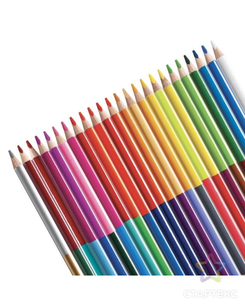 Карандаши 24 цвета двусторонние Carioca "BiCOLOR", 3.3 мм, трёхгранные, деревянные, картон, европодвес арт. СМЛ-220138-1-СМЛ0004736202