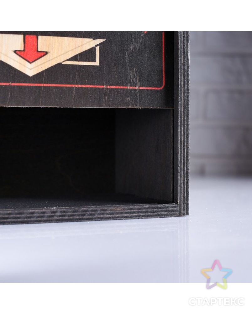 Коробка подарочная 20×10×20 см деревянная пенал "Настоящий мужчина", квадратная, с печатью арт. СМЛ-121502-1-СМЛ0004743964 3