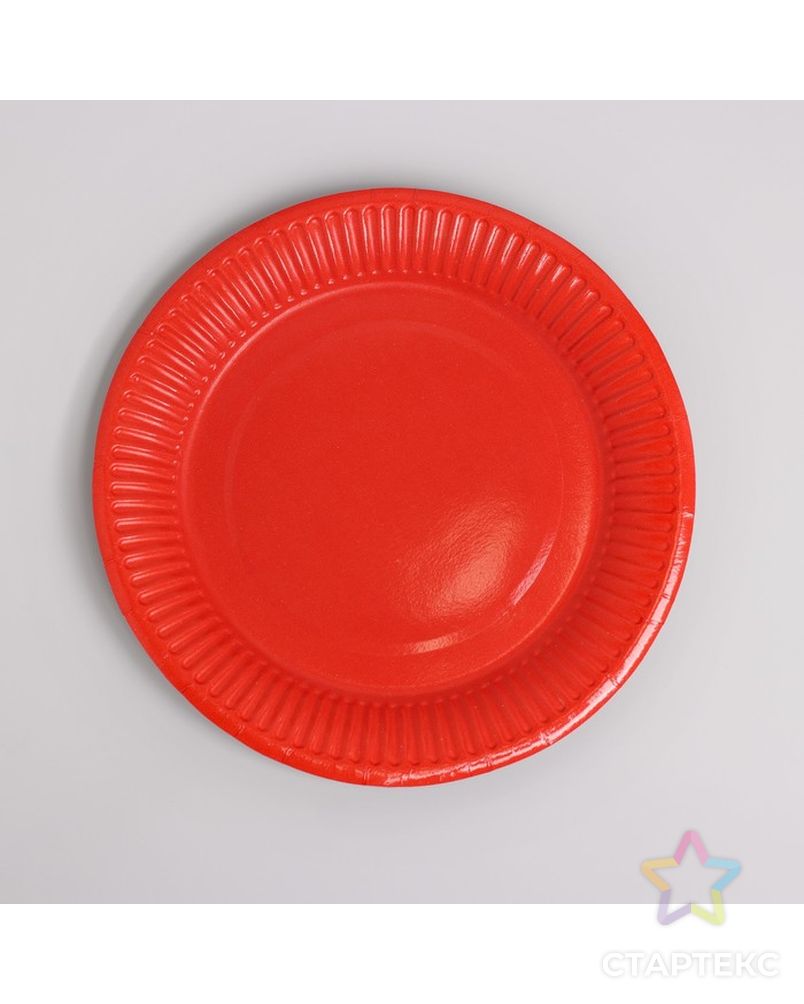 Набор бумажной посуды «Красный», 6 стаканов, 6 тарелок, 20 салфеток, скатерть арт. СМЛ-110897-1-СМЛ0004754186 2