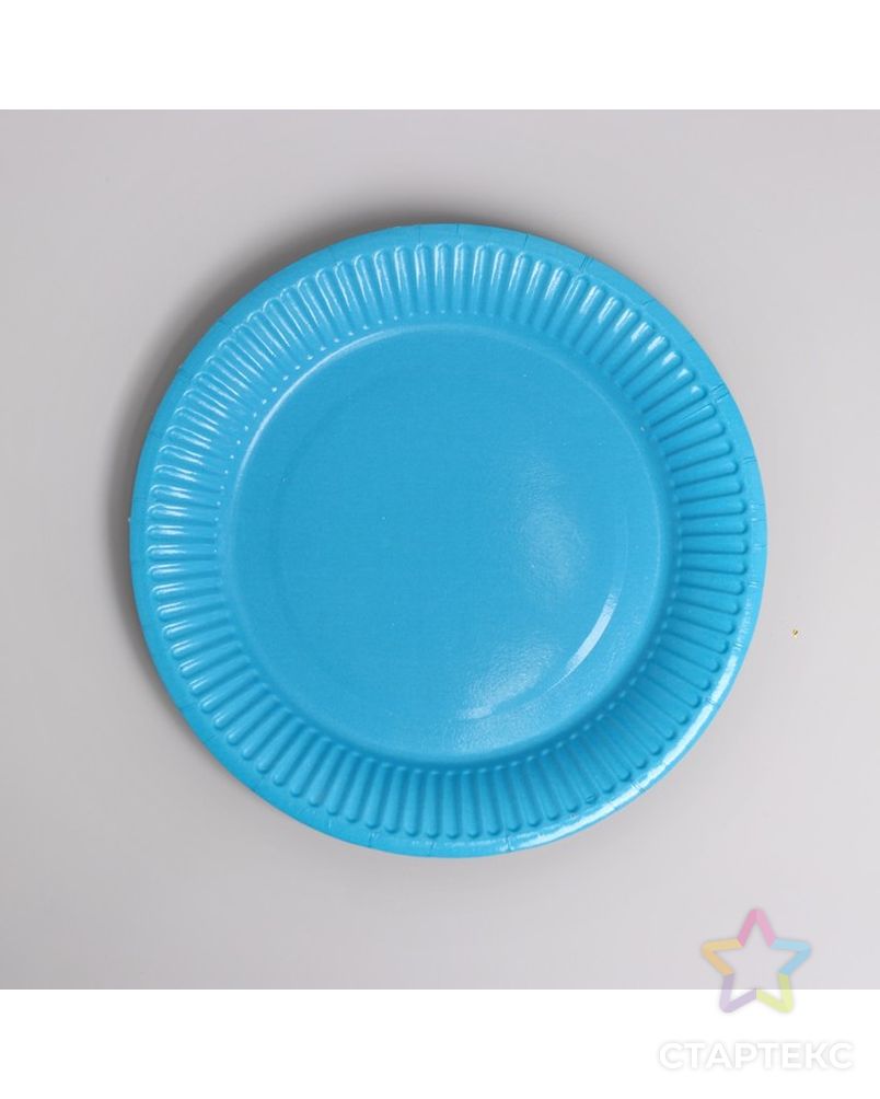 Набор бумажной посуды «Небесный голубой», 6 стаканов, 6 тарелок, 20 салфеток, скатерть арт. СМЛ-110428-1-СМЛ0004754188 2
