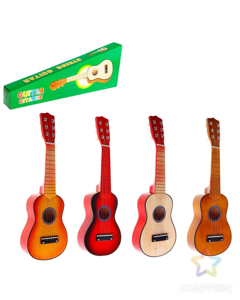 Игрушка музыкальная «Гитара» 52 см, 6 струн, медиатор, цвета МИКС арт. СМЛ-56145-1-СМЛ0000479362 1