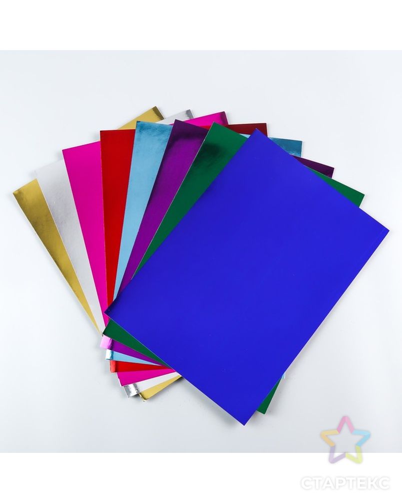 Набор цветного картона "Зеркальный" 8 листов 8 цветов, 180 г/м2, 21х29,7 см арт. СМЛ-206020-1-СМЛ0004796596 1