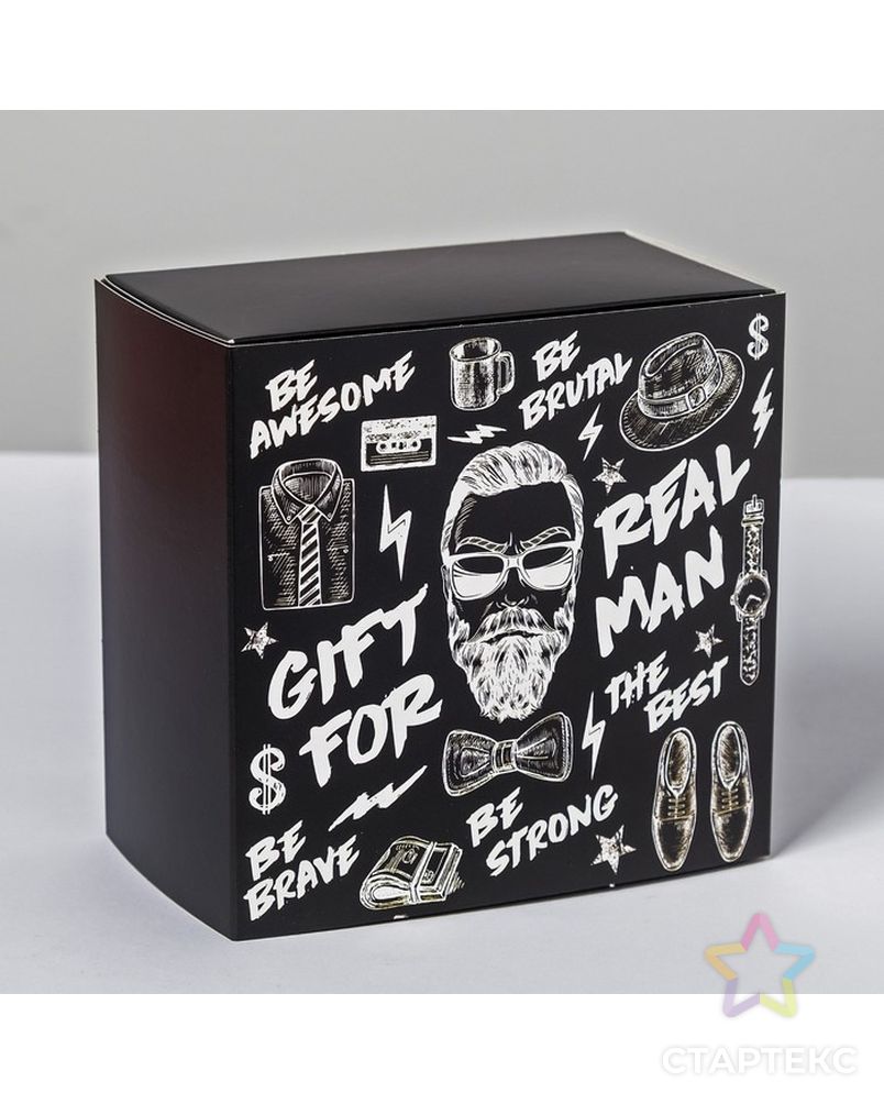 Коробка складная Gift for real man, 25 × 18 × 10 см арт. СМЛ-100047-3-СМЛ0004796786 1