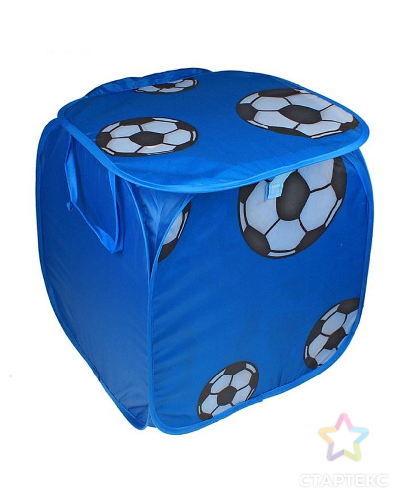 Корзина для игрушек «Футбол» с ручками и крышкой, цвет синий арт. СМЛ-56153-1-СМЛ0000480299 1