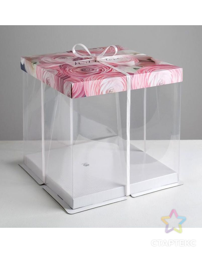 Складная коробка под торт With love, 30 × 30 см арт. СМЛ-86624-1-СМЛ0004807288 1