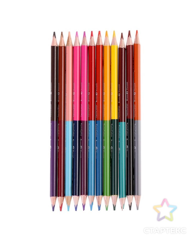 Карандаши цветные 24 цвета 12 штук, Twincolor Happy, микс из 4 видов арт. СМЛ-188694-1-СМЛ0004808839 4