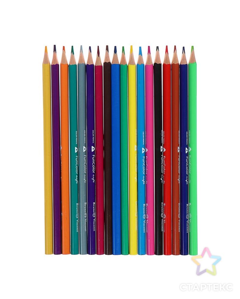 Карандаши цветные 18 цветов Funcolor пластиковые, в картонной тубе, МИКС арт. СМЛ-175700-1-СМЛ0004808842 4