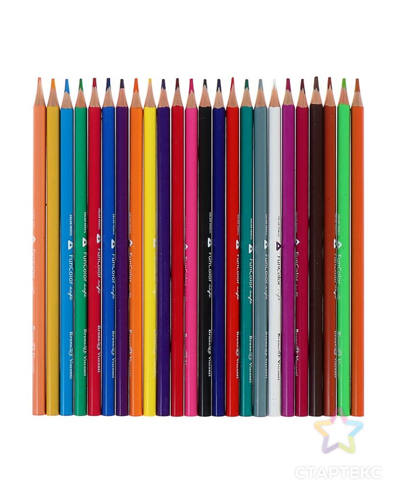 Карандаши цветные 24 цвета Funcolor пластиковые, в картонной тубе, МИКС арт. СМЛ-175701-1-СМЛ0004808843 3