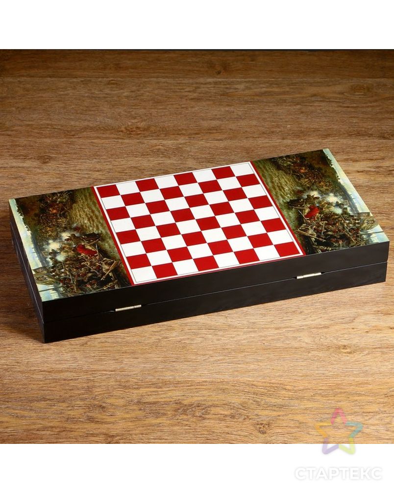 Набор: нарды+шашки "Бой казаков на реке", 50х25х7.2 см, в коробке арт. СМЛ-167219-1-СМЛ0004814911 2