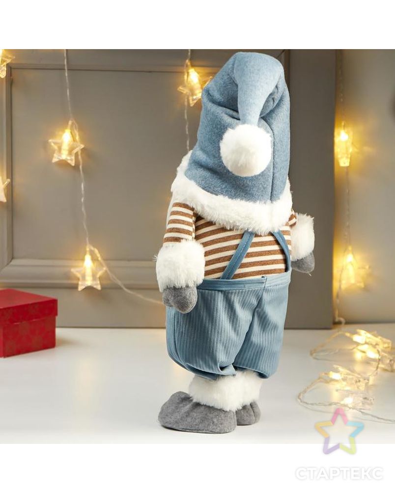 Кукла интерьерная "Дедушка в голубом колпаке и полосатой кофте" 66х15х25 см арт. СМЛ-88193-1-СМЛ0004822648 4