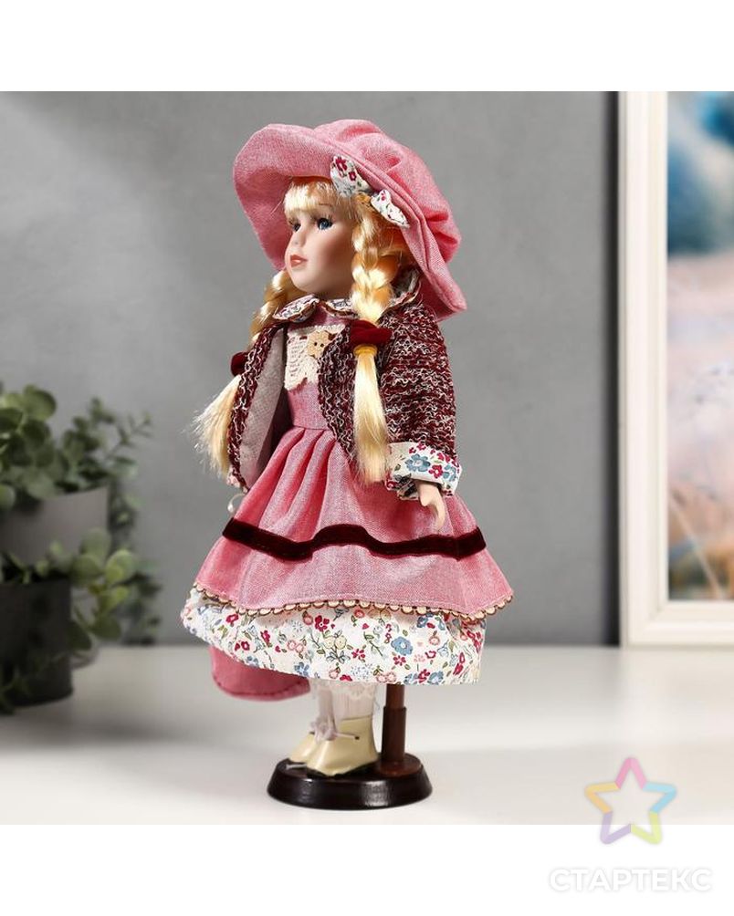 Кукла коллекционная керамика "Алёна в розовом платье и бордовом джемпере" 30 см арт. СМЛ-137527-1-СМЛ0004822706 3