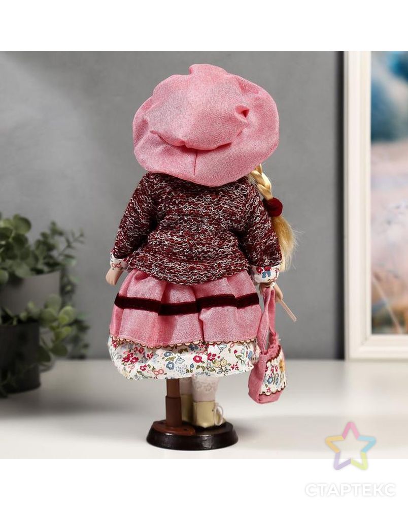 Кукла коллекционная керамика "Алёна в розовом платье и бордовом джемпере" 30 см арт. СМЛ-137527-1-СМЛ0004822706 4