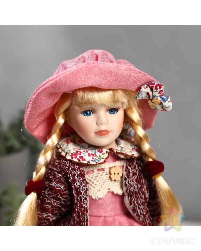 Кукла коллекционная керамика "Алёна в розовом платье и бордовом джемпере" 30 см арт. СМЛ-137527-1-СМЛ0004822706 5