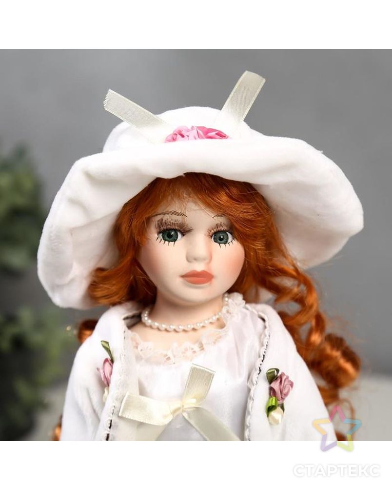 Кукла коллекционная керамика "Зоя в белом платье в горошек" 30 см арт. СМЛ-137533-1-СМЛ0004822713 5
