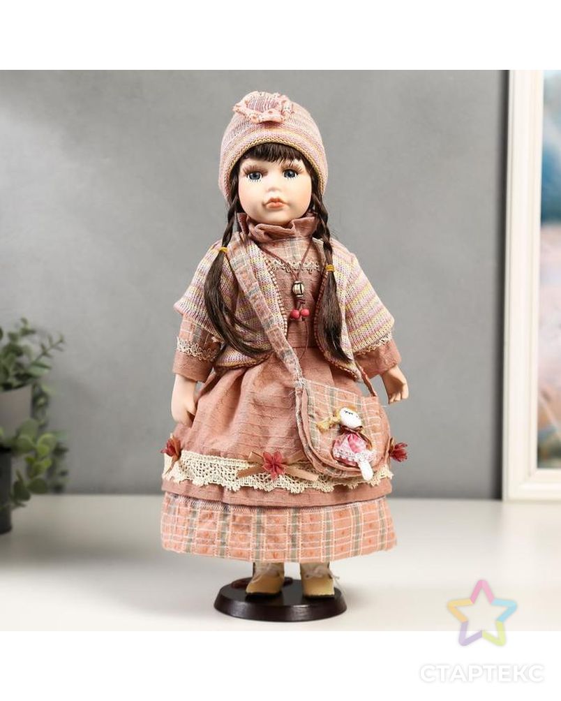 Кукла коллекционная керамика "Кристина в розовом платье и полосатом джемпере" 40 см арт. СМЛ-136841-1-СМЛ0004822715 1