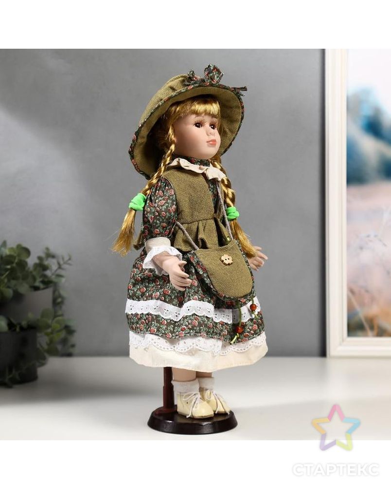 Кукла коллекционная керамика "Маша в зелёном платье в цветочек" 40 см арт. СМЛ-137536-1-СМЛ0004822718 2