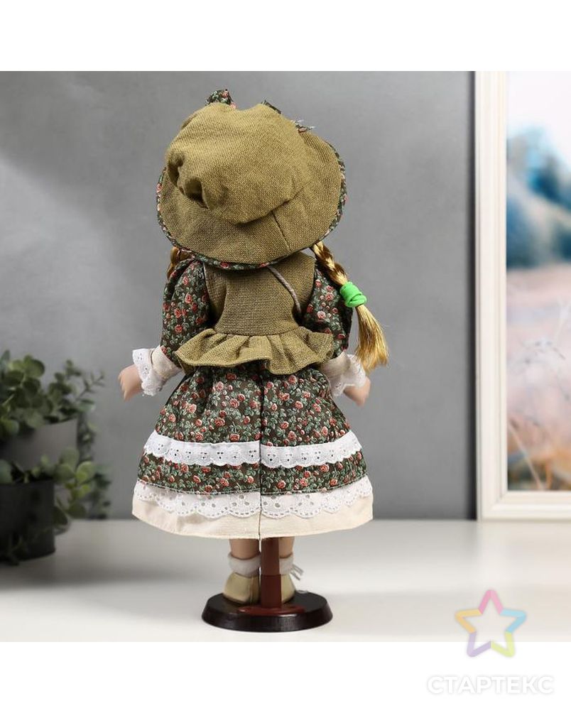 Кукла коллекционная керамика "Маша в зелёном платье в цветочек" 40 см арт. СМЛ-137536-1-СМЛ0004822718 4
