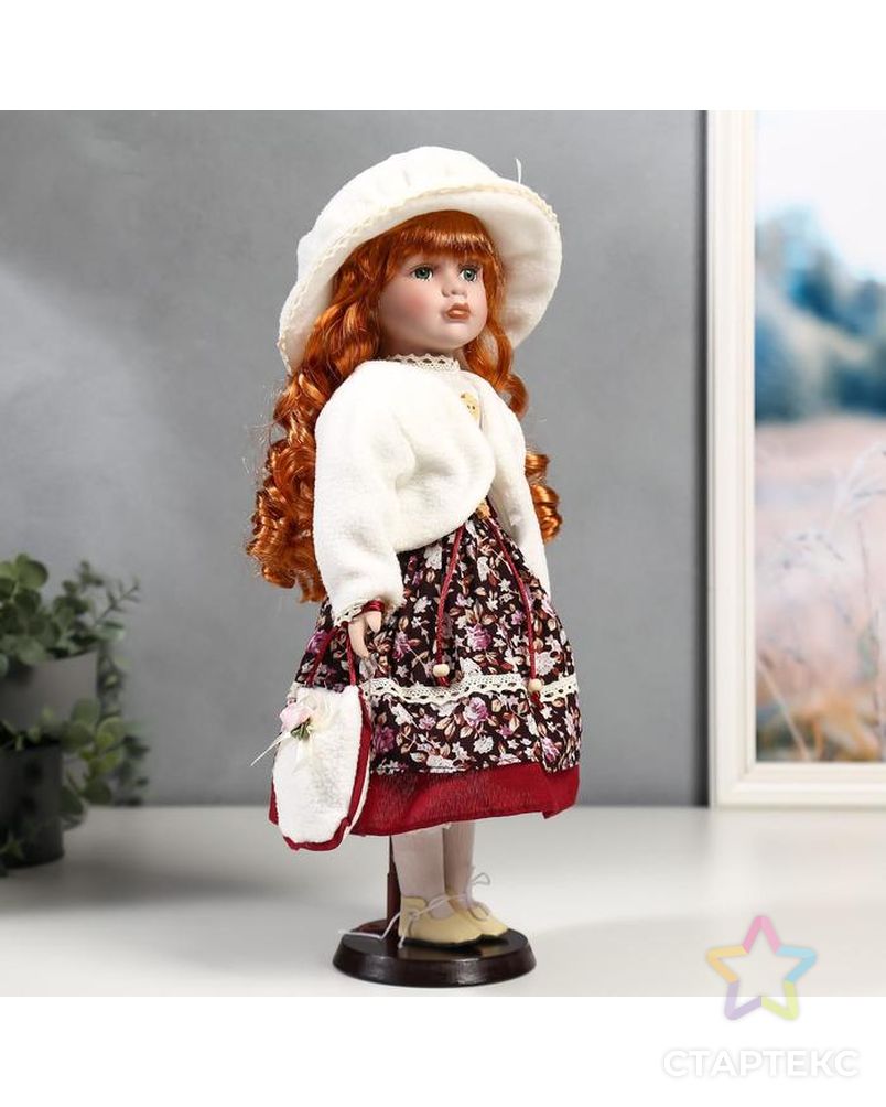 Кукла коллекционная керамика "Наташа в платье в цветочек и белом пиджаке" 40 см арт. СМЛ-137537-1-СМЛ0004822719 2