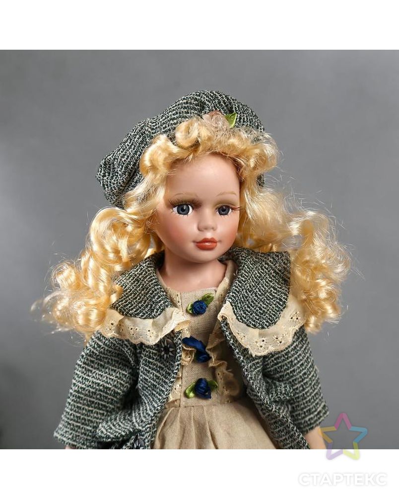 Кукла коллекционная керамика "Оля в бежевом платье и зелёном пальто" 40 см арт. СМЛ-137539-1-СМЛ0004822721 5
