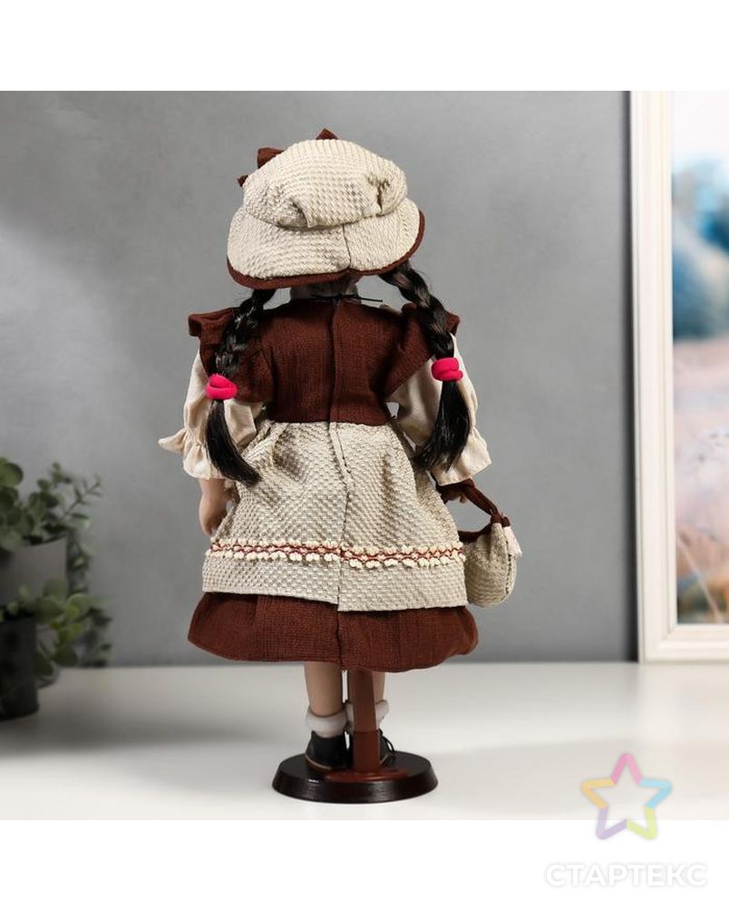 Кукла коллекционная керамика "Рита в бордовом платье с передником" 40 см арт. СМЛ-137540-1-СМЛ0004822722 4