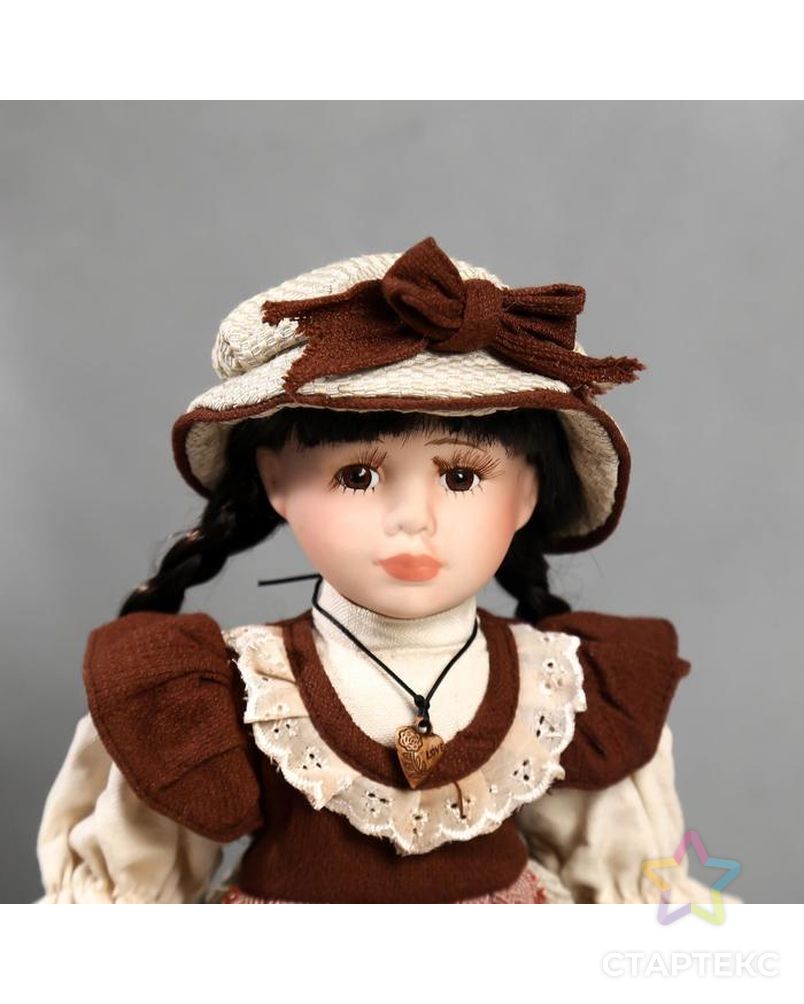 Кукла коллекционная керамика "Рита в бордовом платье с передником" 40 см арт. СМЛ-137540-1-СМЛ0004822722 5