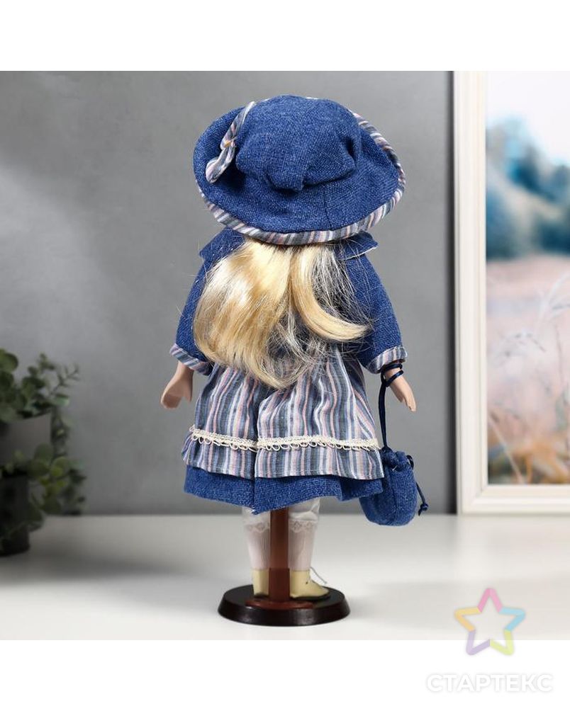 Кукла коллекционная керамика "Стася в синем полосатом платье и синей куртке" 40 см арт. СМЛ-137541-1-СМЛ0004822723 4