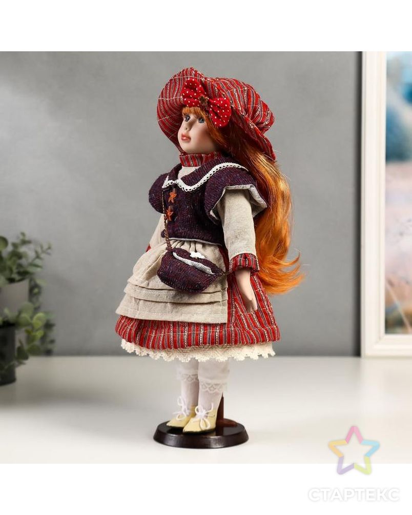 Кукла коллекционная керамика "Ульяна в полосатом платье с передником" 40 см арт. СМЛ-136843-1-СМЛ0004822725 2