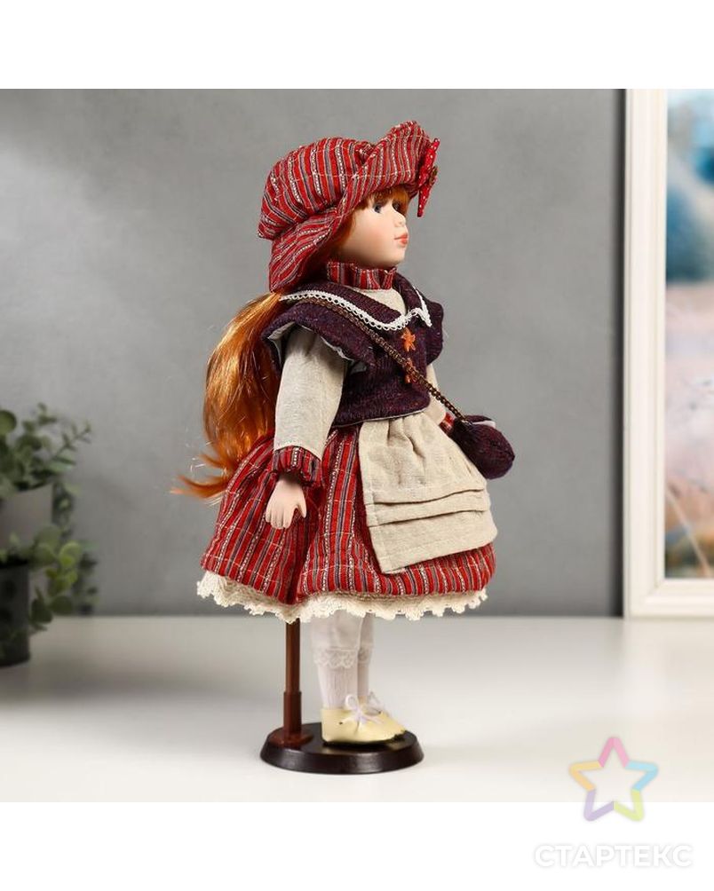 Кукла коллекционная керамика "Ульяна в полосатом платье с передником" 40 см арт. СМЛ-136843-1-СМЛ0004822725 3