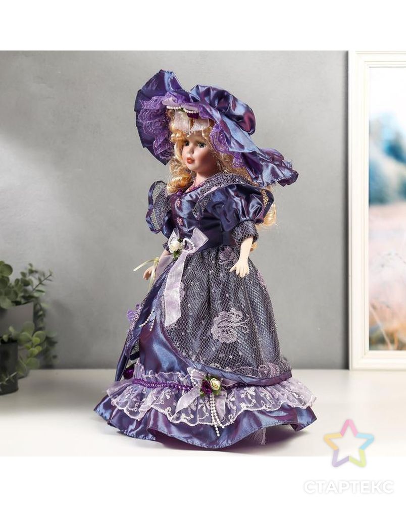 Кукла коллекционная керамика "Леди Анабель в фиолетовом платье с кружевом" 40 см арт. СМЛ-136845-1-СМЛ0004822730 3