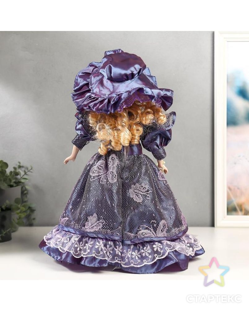 Кукла коллекционная керамика "Леди Анабель в фиолетовом платье с кружевом" 40 см арт. СМЛ-136845-1-СМЛ0004822730 4