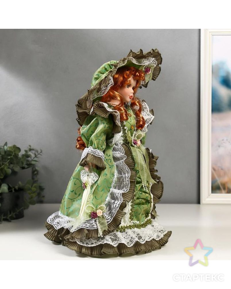 Кукла коллекционная керамика "Леди Джулия в оливковом платье с кружевом" 40 см арт. СМЛ-136846-1-СМЛ0004822732 3