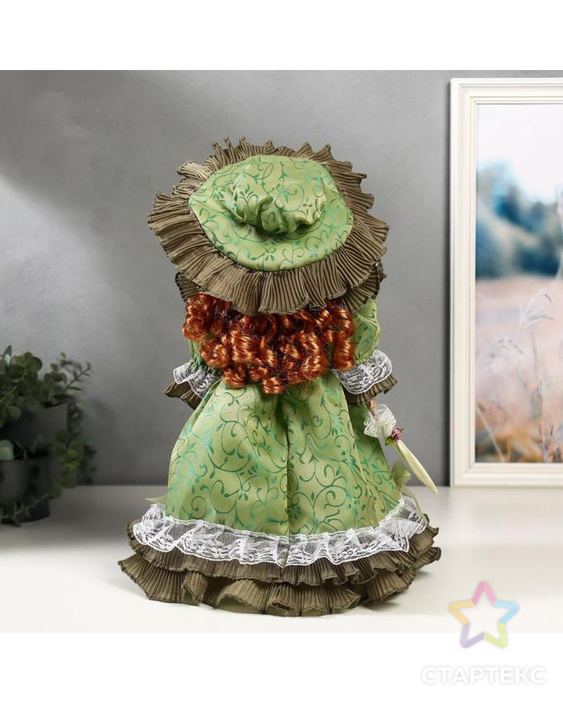 Кукла коллекционная керамика "Леди Джулия в оливковом платье с кружевом" 40 см арт. СМЛ-136846-1-СМЛ0004822732 4