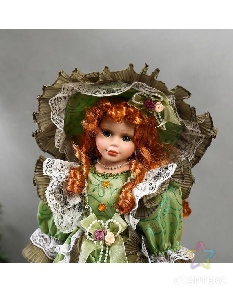 Кукла коллекционная керамика "Леди Джулия в оливковом платье с кружевом" 40 см арт. СМЛ-136846-1-СМЛ0004822732 5