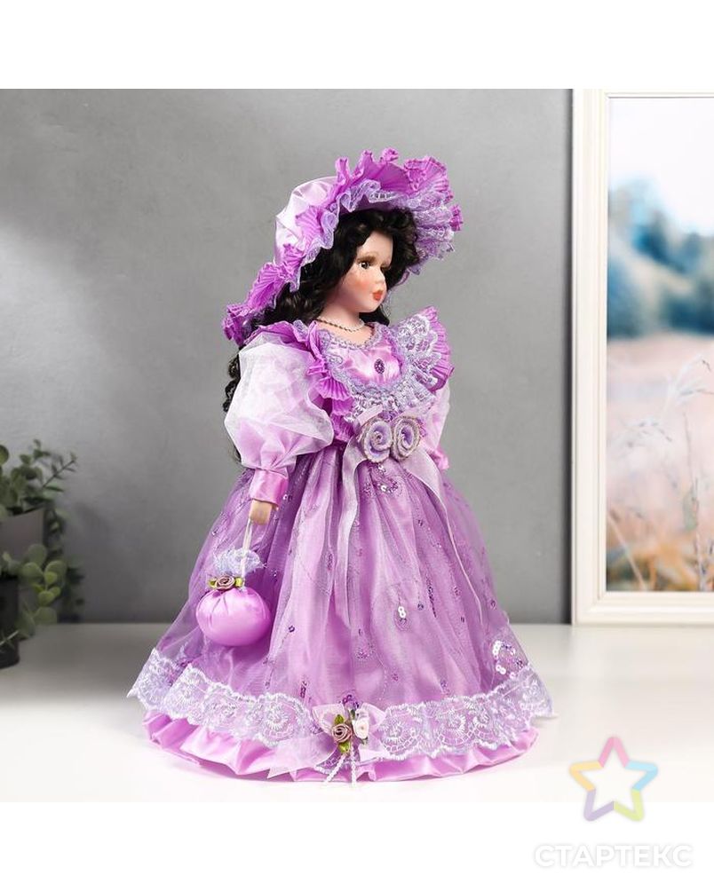 Кукла коллекционная керамика "Леди Беатрис в сиреневом платье" 40 см арт. СМЛ-136847-1-СМЛ0004822733