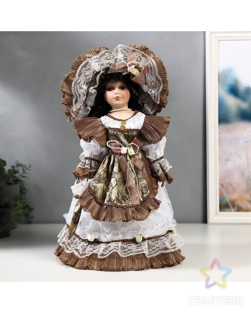 Кукла коллекционная керамика "Леди Кларис в платье цвета мокко" 40 см арт. СМЛ-137547-1-СМЛ0004822735 1