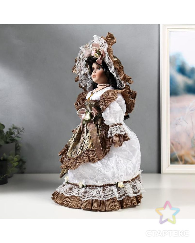 Кукла коллекционная керамика "Леди Кларис в платье цвета мокко" 40 см арт. СМЛ-137547-1-СМЛ0004822735 2